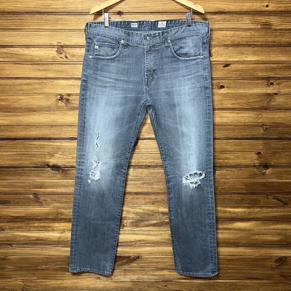 Ag Adriano Goldschmied Other - Adriano Goldschmied Matchbox Slim‎ Straight Jeans Mens Size 36x33 Gray Denim